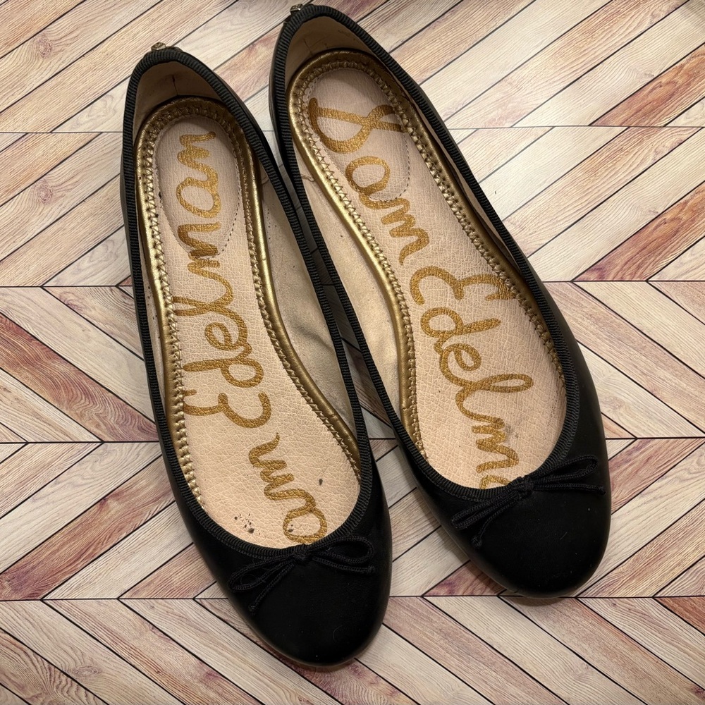 Sam Edelman Black Flats with Bow Detail